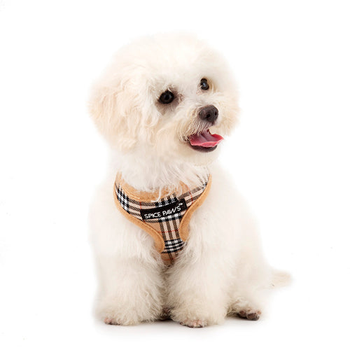 Adjustable Dog Harness Vest Style Dog Outing Classic Plaid Traction Chest Harness