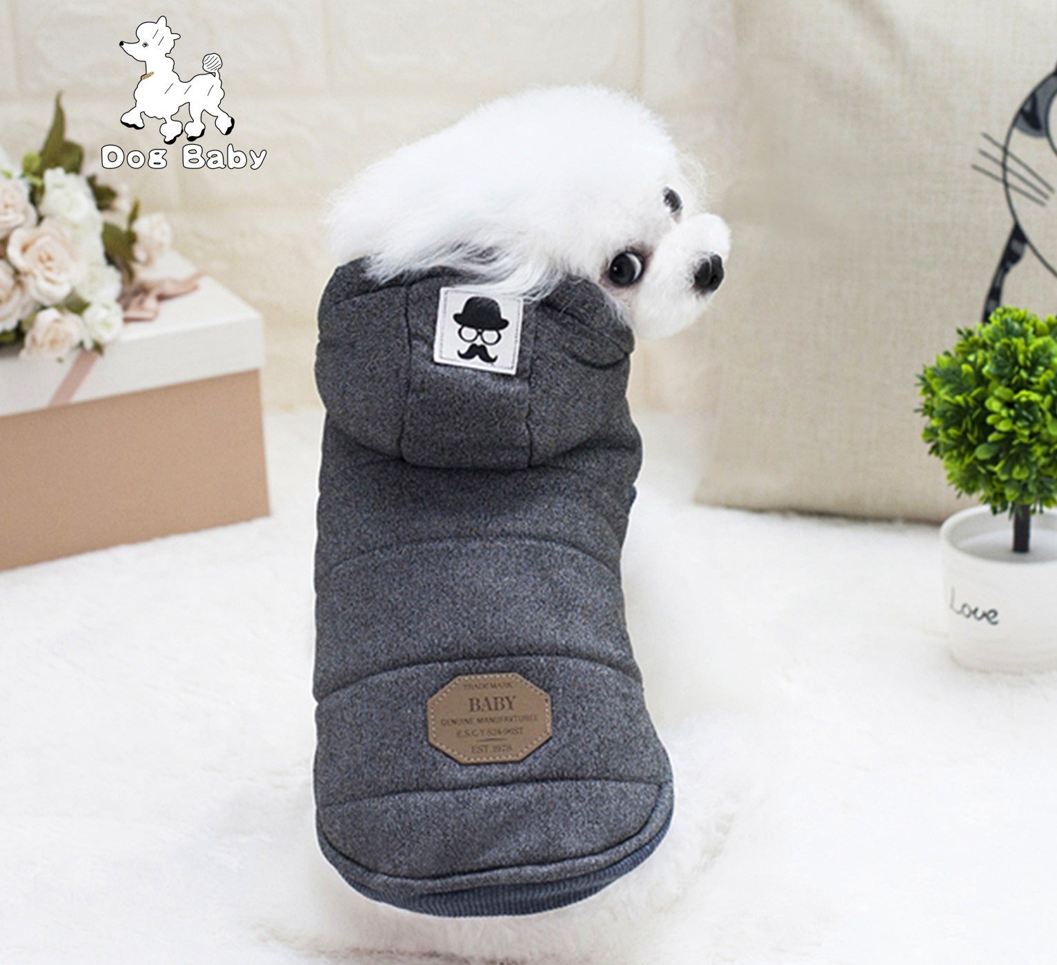 Vêtement Chien Automne Hiver – Manteau Coton Deux Pattes