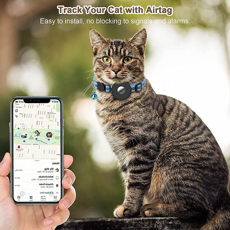 Collier Chat Réfléchissant avec Porte-AirTag – Avec Clochette