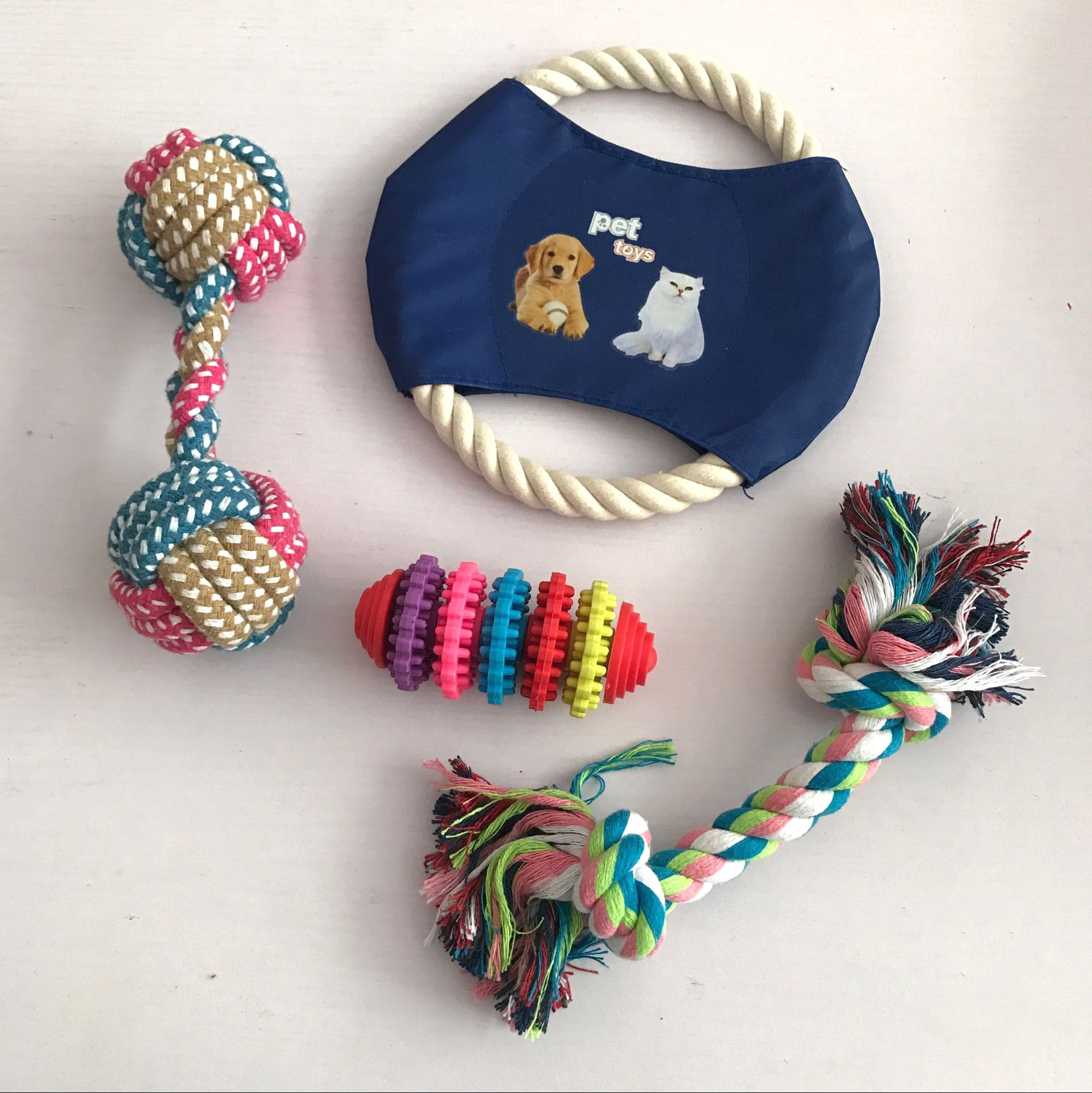 Set de Jouets pour Chien – Corde Coton & Mordant Anti-Ennui