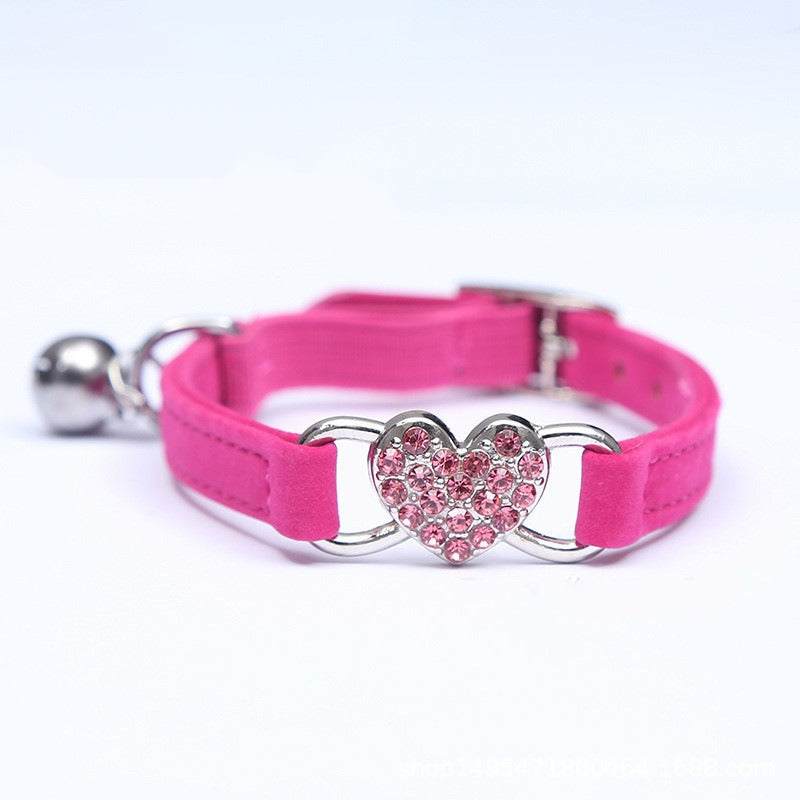 Collier Chat avec Strass et Clochette – Velours Doux