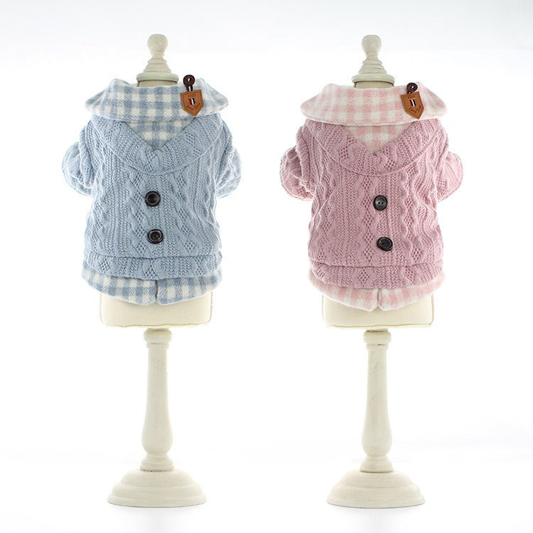 Vêtement Chien Hiver – Pull Carreaux Laine pour Petit Chien et Chat