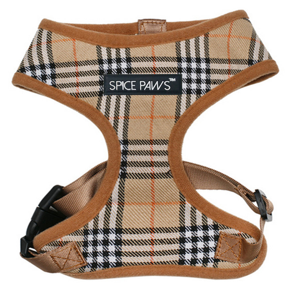 Adjustable Dog Harness Vest Style Dog Outing Classic Plaid Traction Chest Harness