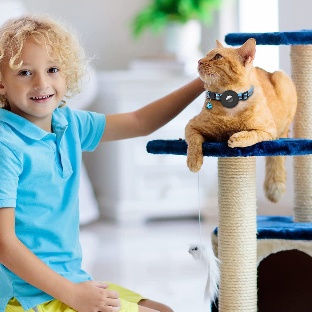Collier Chat Réfléchissant avec Porte-AirTag – Avec Clochette
