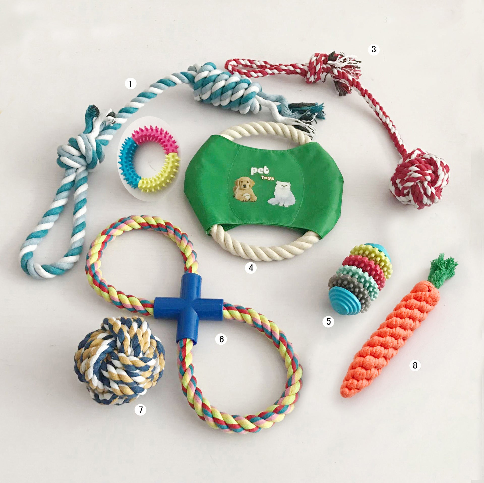 Set de Jouets pour Chien – Corde Coton & Mordant Anti-Ennui