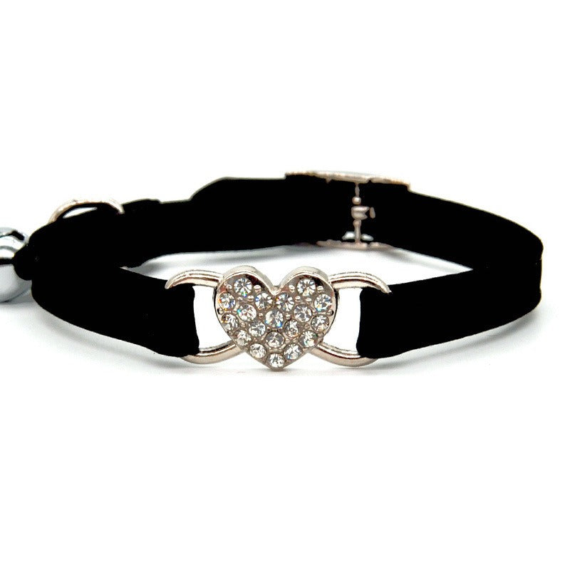 Collier Chat avec Strass et Clochette – Velours Doux