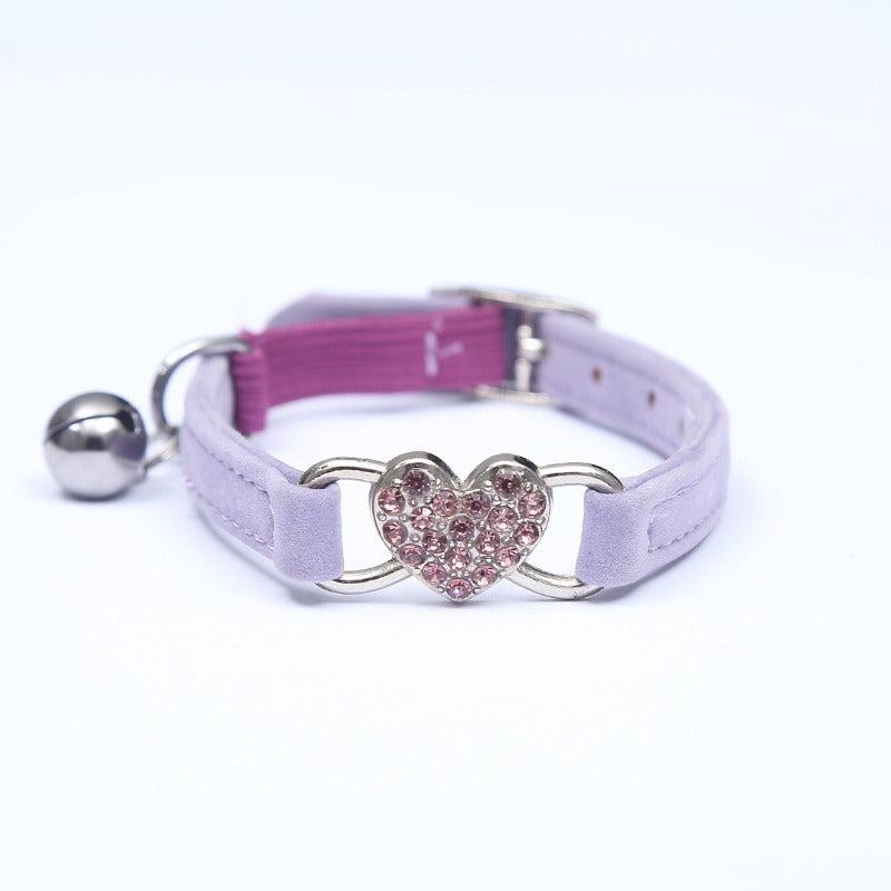 Collier Chat avec Strass et Clochette – Velours Doux