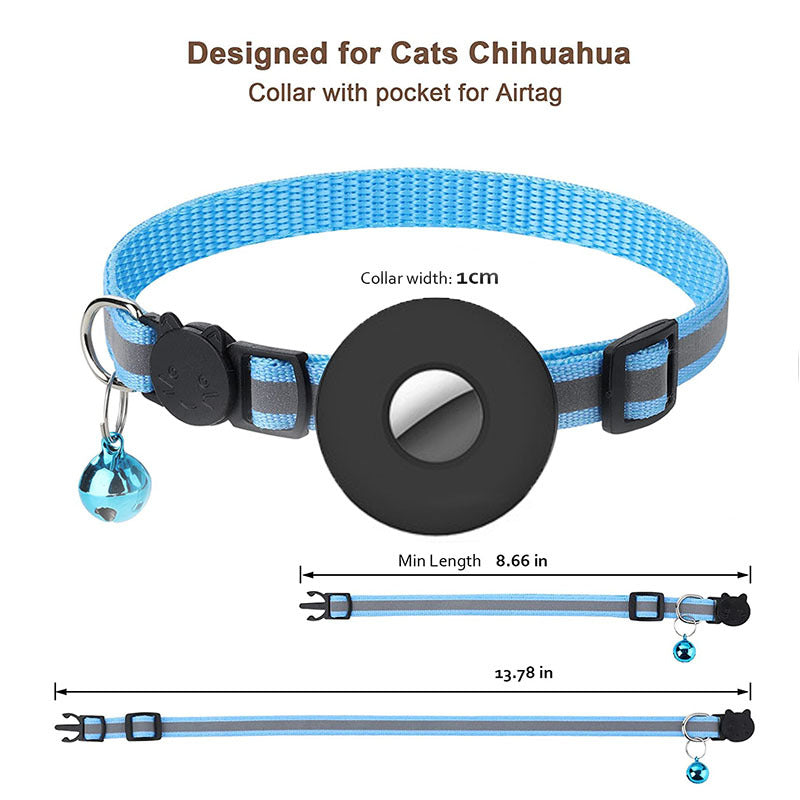 Collier Chat Réfléchissant avec Porte-AirTag – Avec Clochette