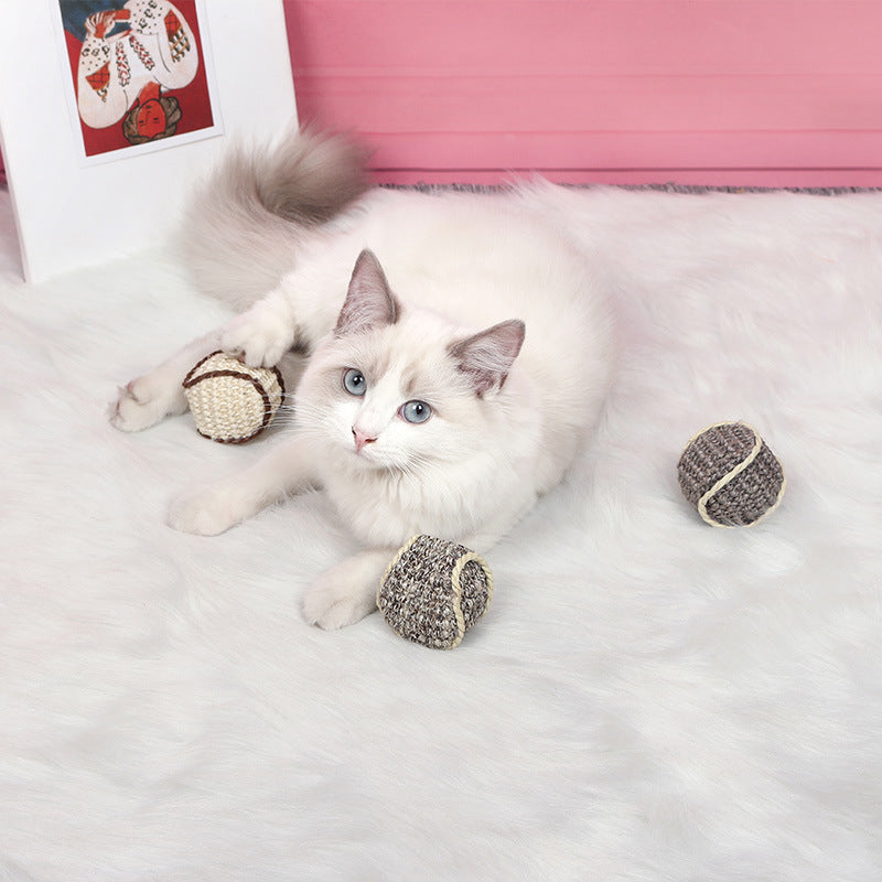Balle Sisal pour Chat – Jouet Tricoté Anti-Ennui