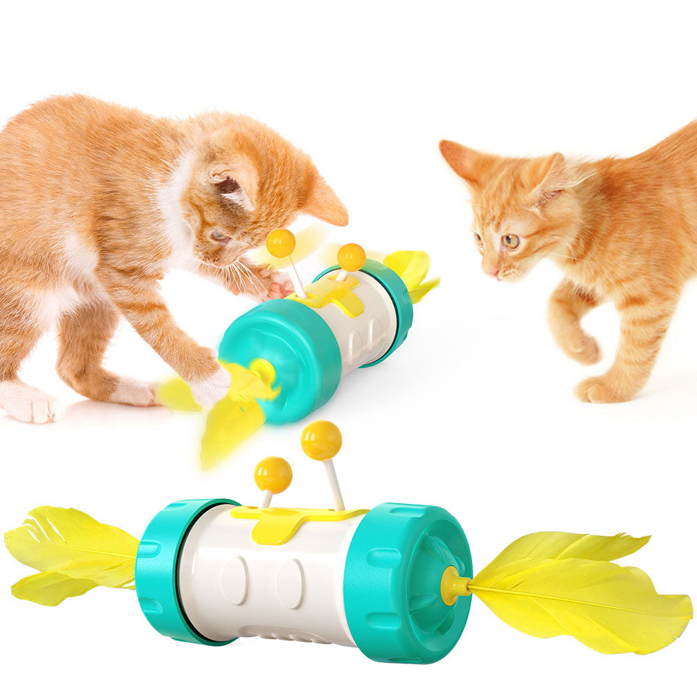 Jouet Interactif pour Chat – Bâton Plume & Balle Culbuto